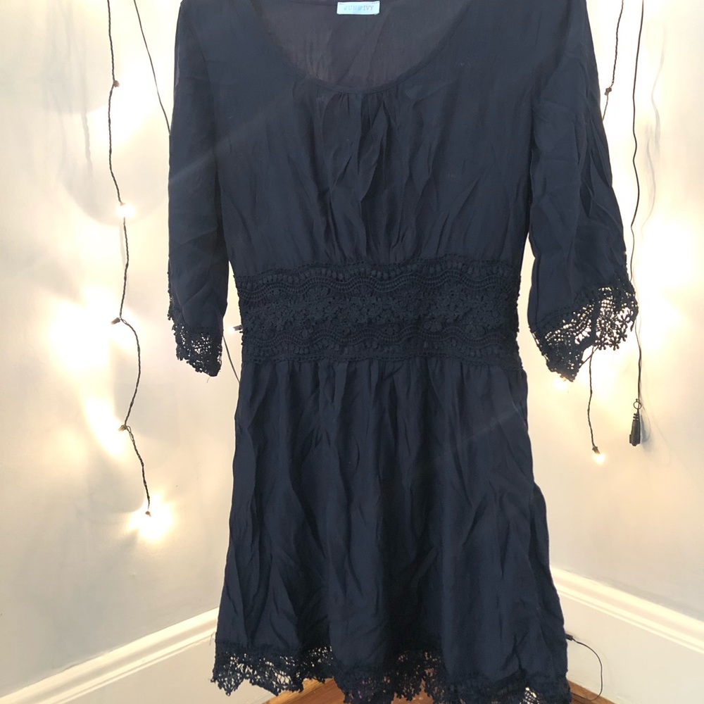 Navy Lace Detailed Dress